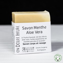 Aloe Vera Mint Soap certified organic by Nature & Progrès - 100g