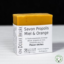Propolis-Honig-Orangen-Seife aus kontrolliert biologischem Anbau von Nature & Progrès – 100 g
