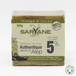 Sabonete de alepo 5% de óleo da baía - Saryane - 200 gr
