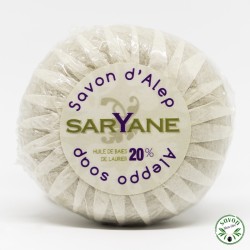Sabão de alepo redondo 20% de óleo de baga de louro - Saryane - 100 gr