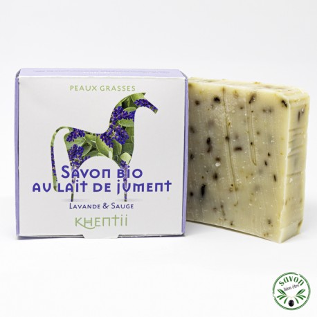 Savon 40% lait de jument frais et bio - Lavande & Sauge - Peau grasse