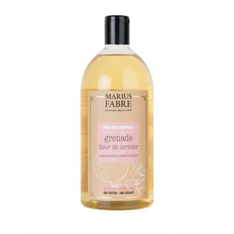 Marseille liquid soap - Pomegranate and Cherry blossom - 1L refill -Marius Fabre
