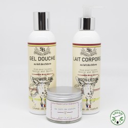 Pack shower gel-body milk-day cream with organic goat's milk