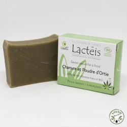 Soap 40% fresh and organic donkey milk - Hemp/mint and nettle powder - 90 gr