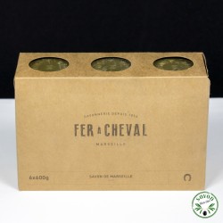 Pack de 6 cubes savon de Marseille 600 g - Pur Olive - Fer à Cheval